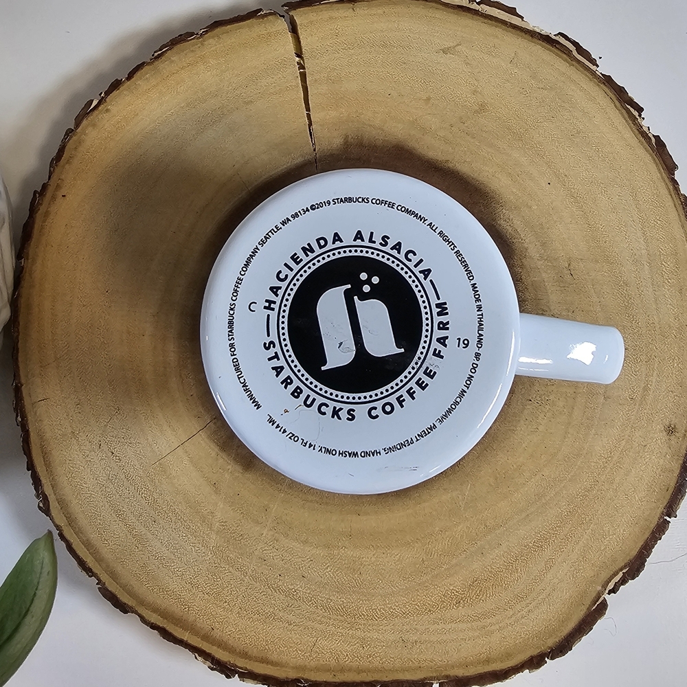 Starbucks Hacienda Alsacia Costa Rica Coffee Mug Blue Rim 14oz - Picture 3 of 3